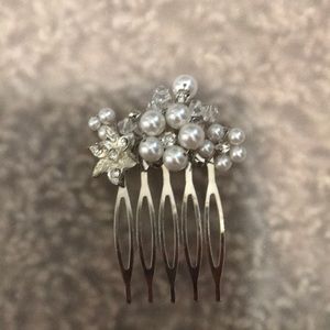 Bridal or Formal Pearl Silver and Crystal Hair